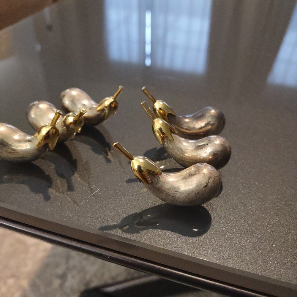 Silver with Gold Top Eggplant Ornaments/Spoon Holder